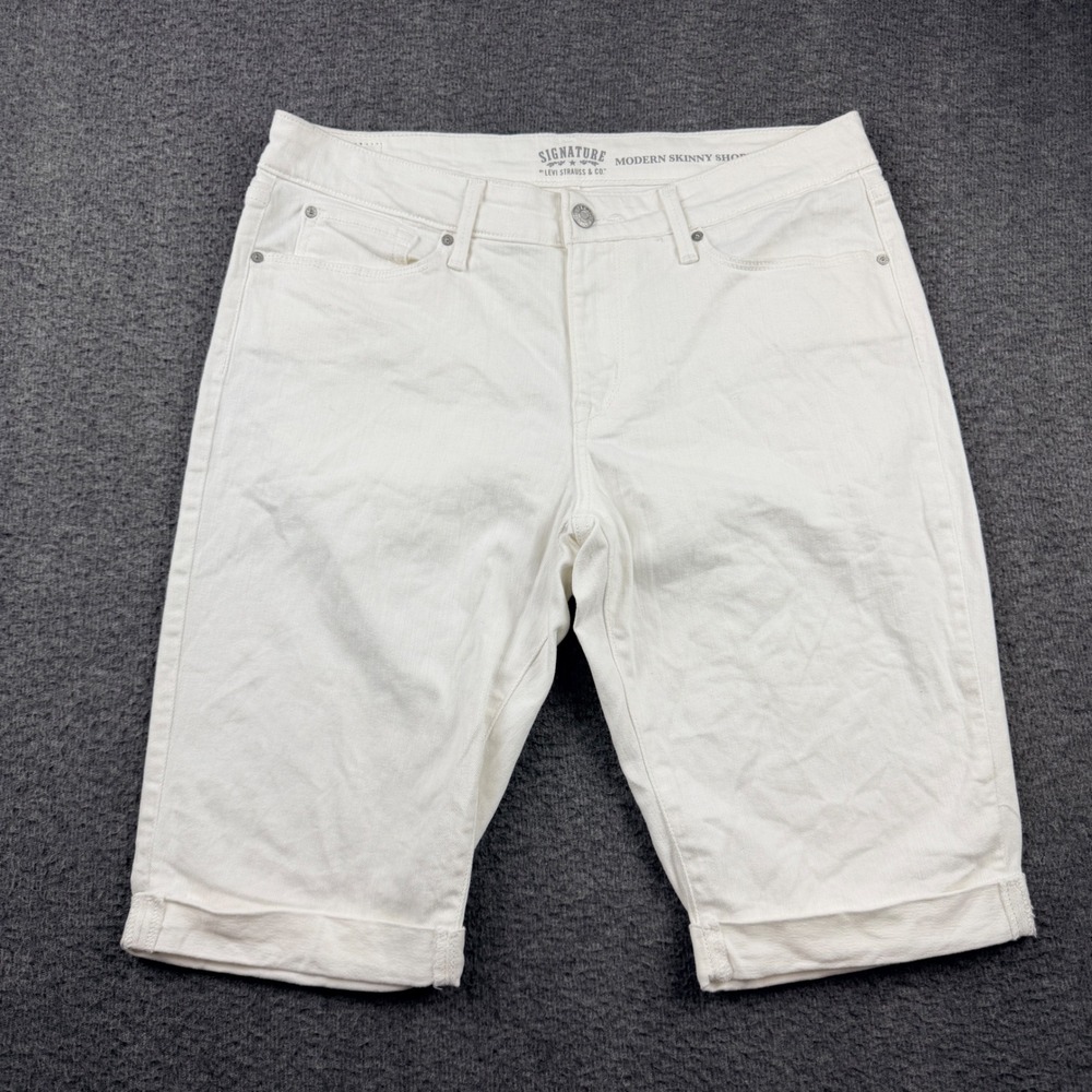 Levi Strauss & Co. Modern Skinny Shorts Women's 12 White Denim Bermuda